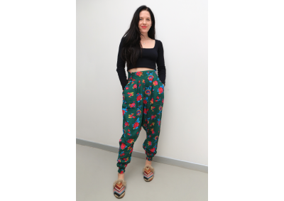 Çiçekli Yeşil Şalvar